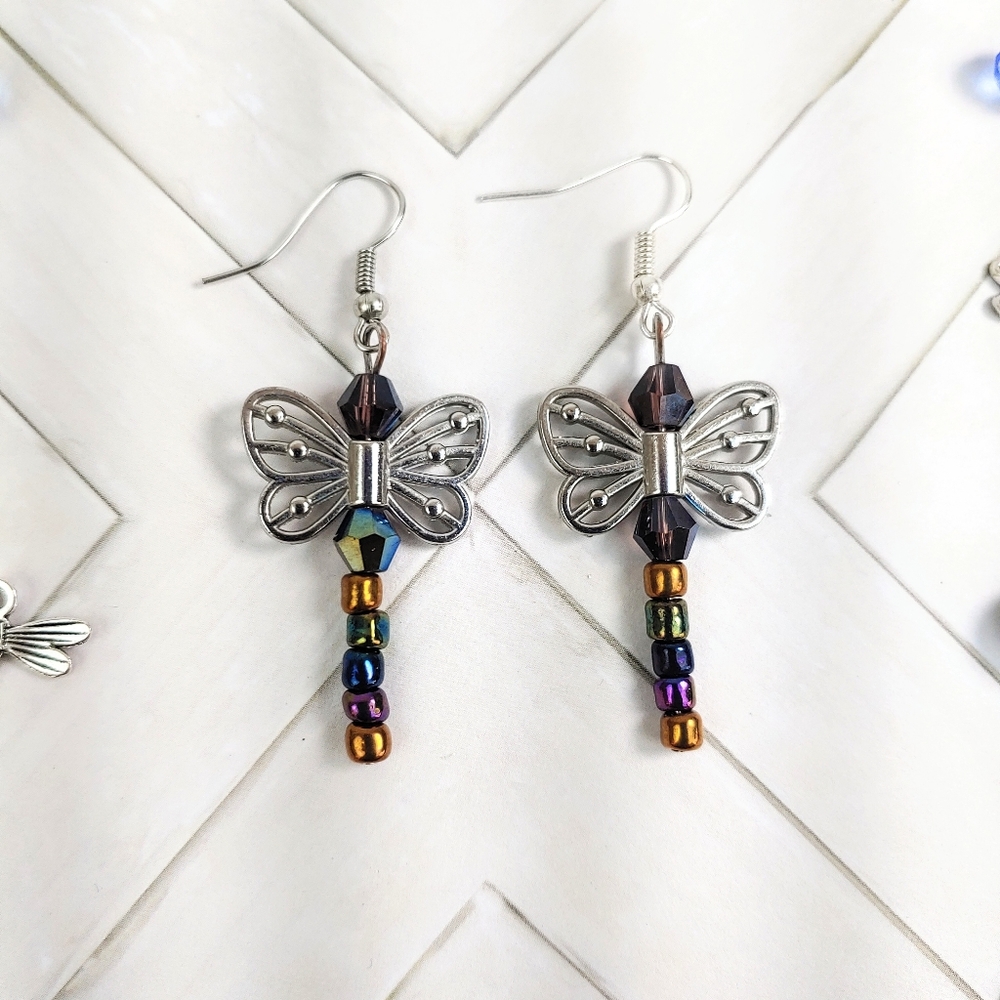 Boho Gypsy Dragonfly Festival Dangle Earrings